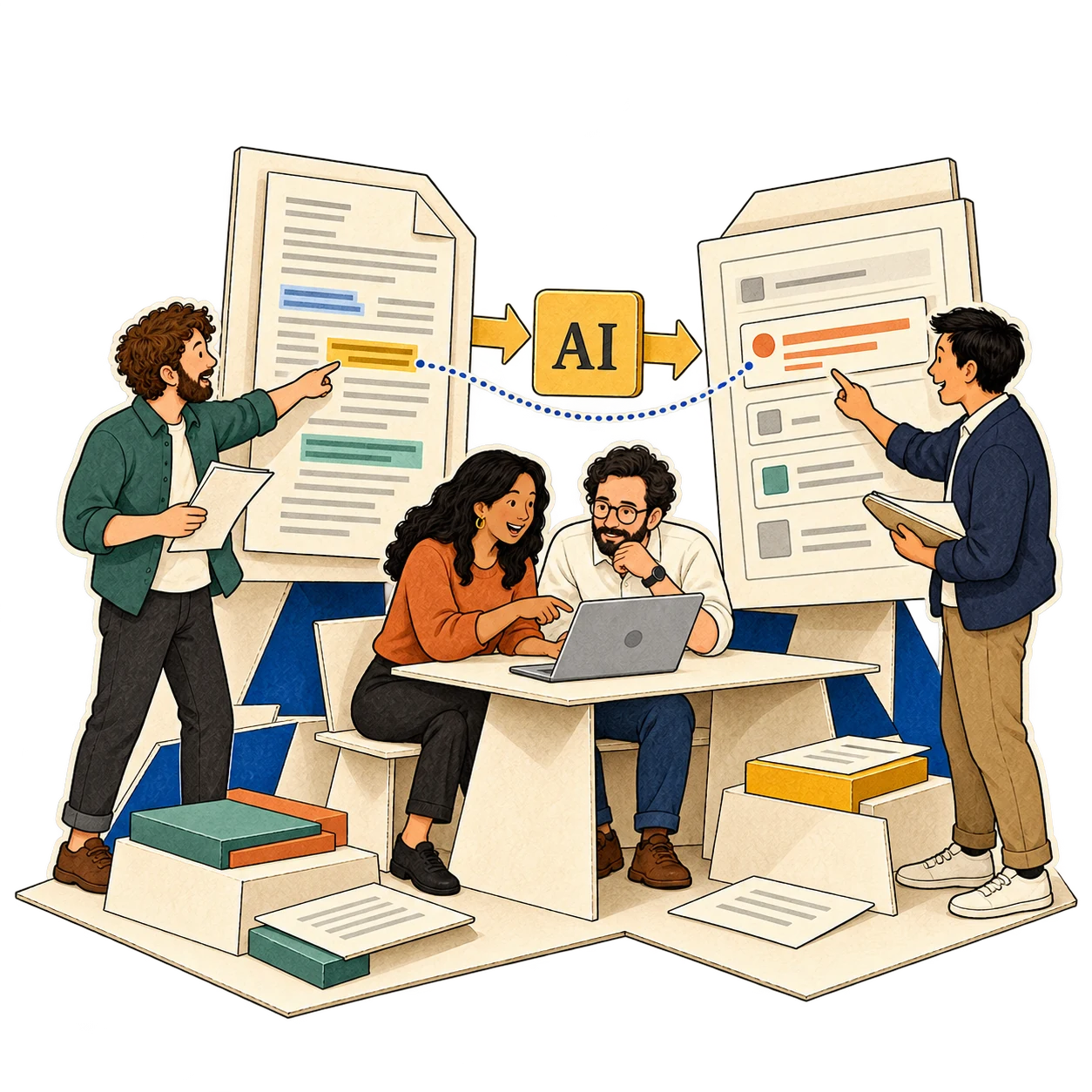 Engineers and a client build a document AI application, checking an extracted result against its highlighted source passage
